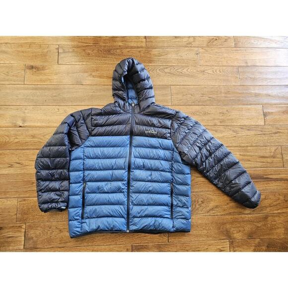 Eddie Bauer EB650 Down Puffer Hooded Jacket Blue Size XXL FULL ZIP PACKABLE - Picture 1 of 8